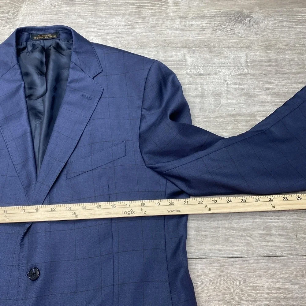 Jos A Bank Suit Jacket 41R Mens Blue‎ Check Wool Reserve Cerruti Tailored Fit